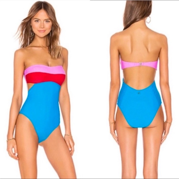 Diane Von Furstenburg color block one piece swimsuit - Picture 2 of 16